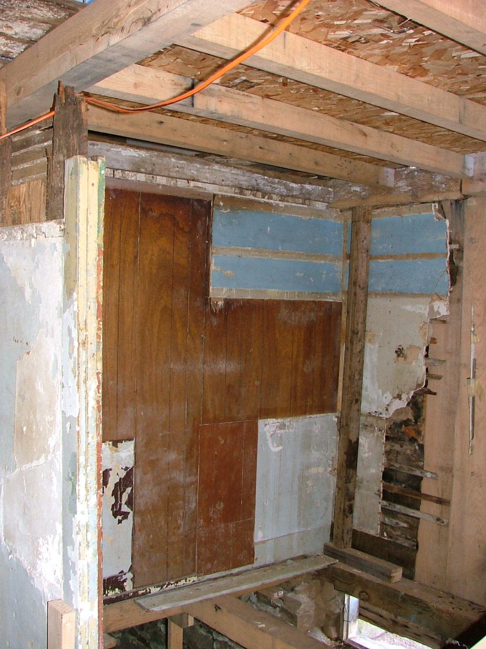 Akin House, Original West Wall in F Room saved and repaired. January 26, 2006