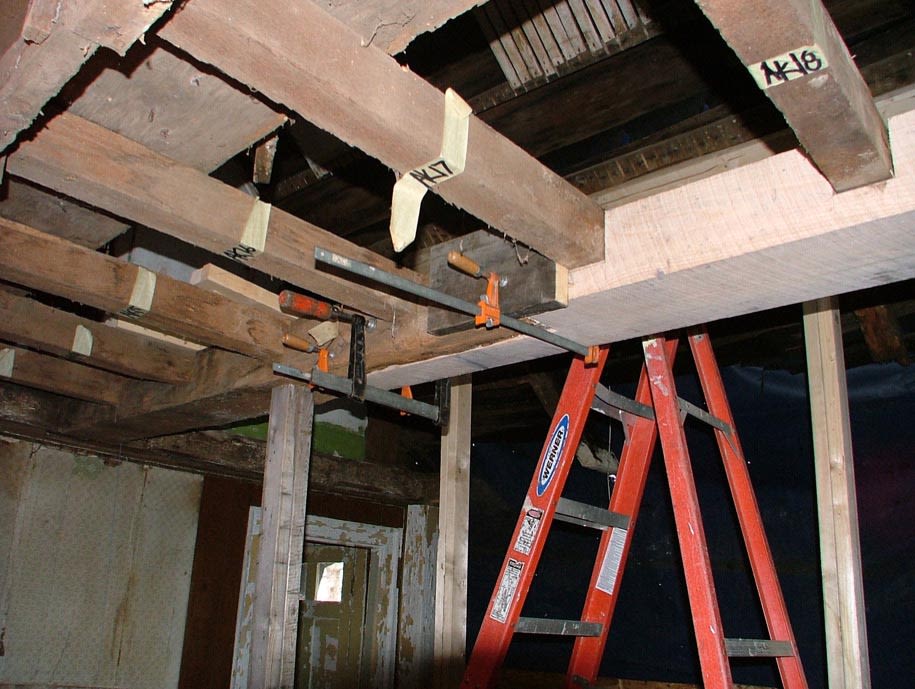 Akin House Summer Beam repaired. December 1, 2005