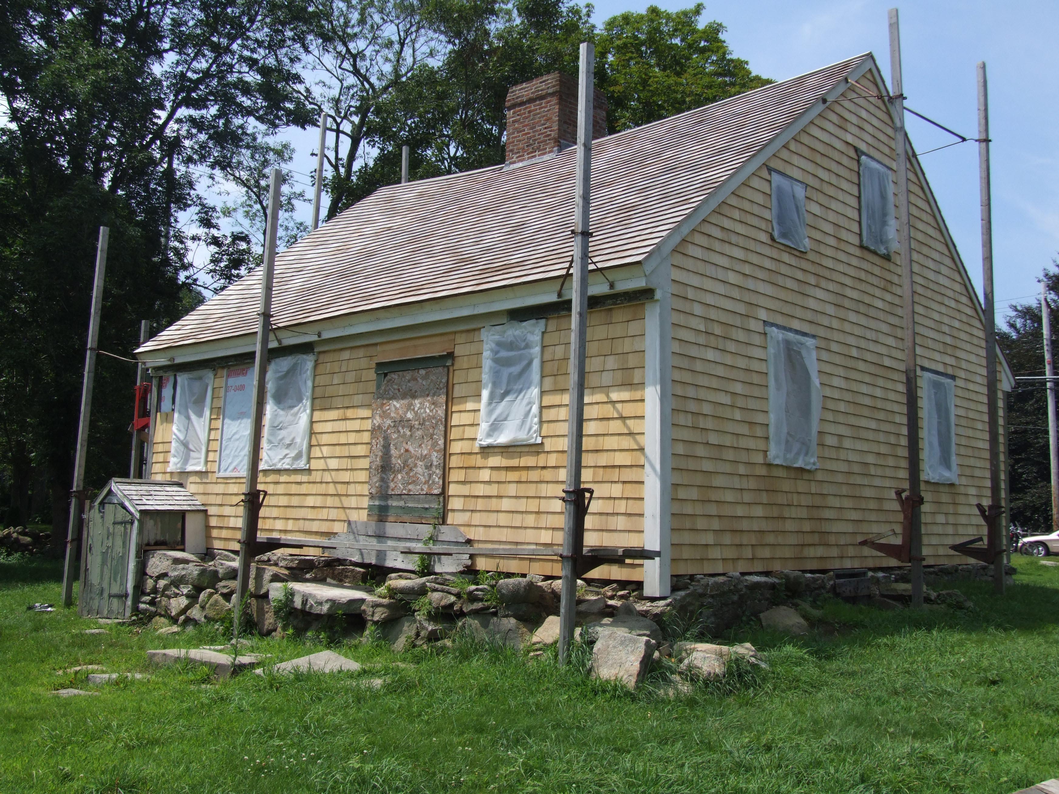 Akin House, North and East Sides Shingled. August 1, 2006