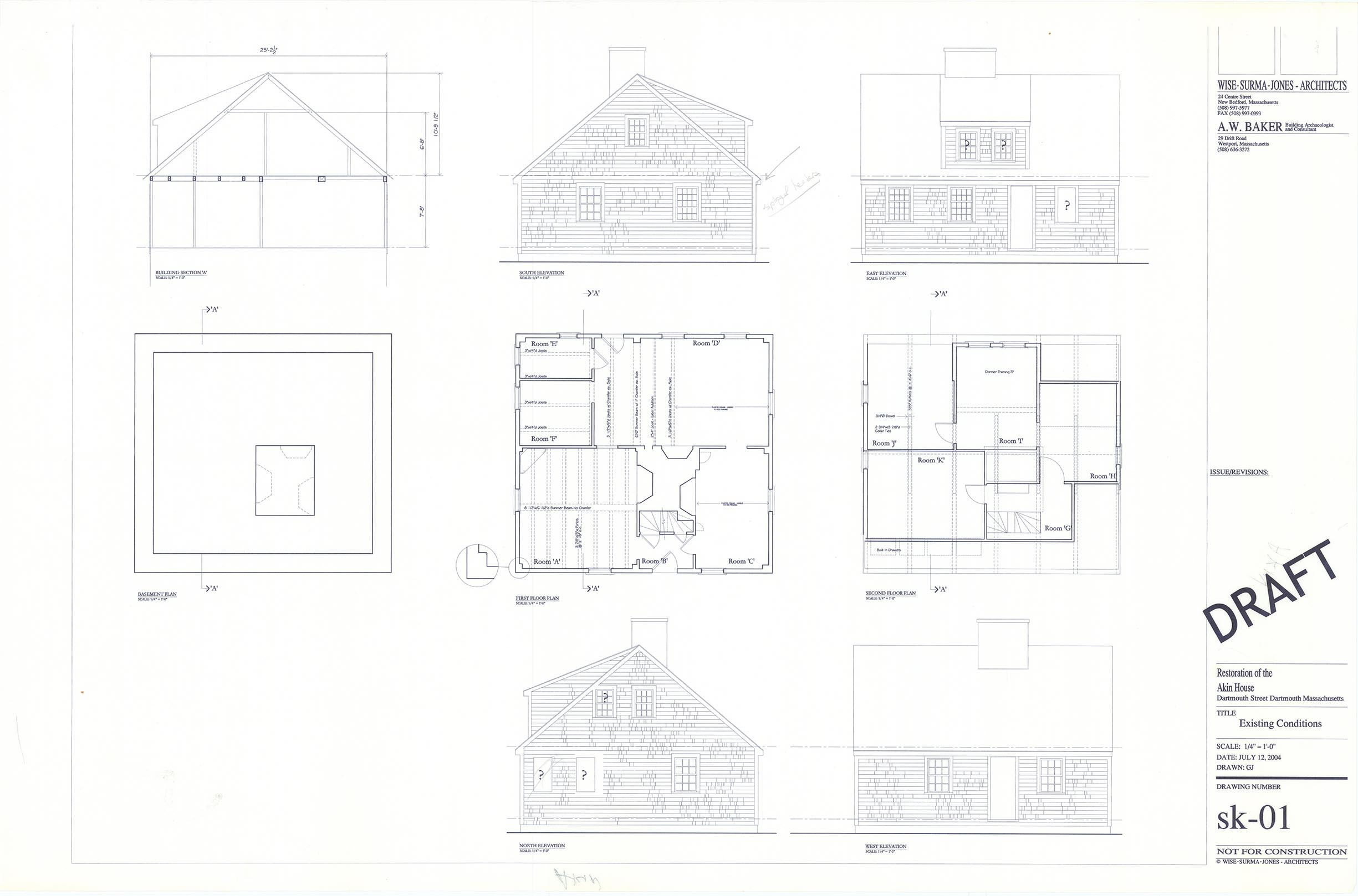 Akin House Blueprints. Drawn July 12, 2004