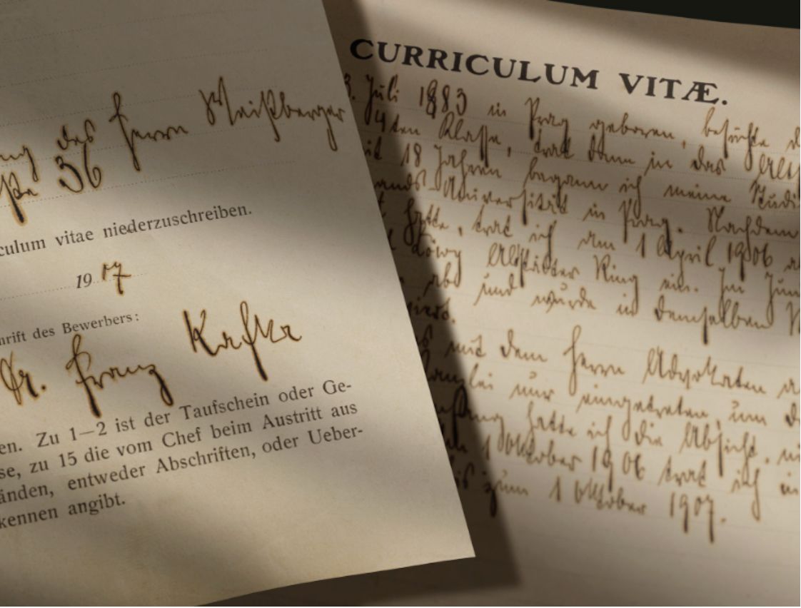 Kafka's job application and curriculum vitae (1907)