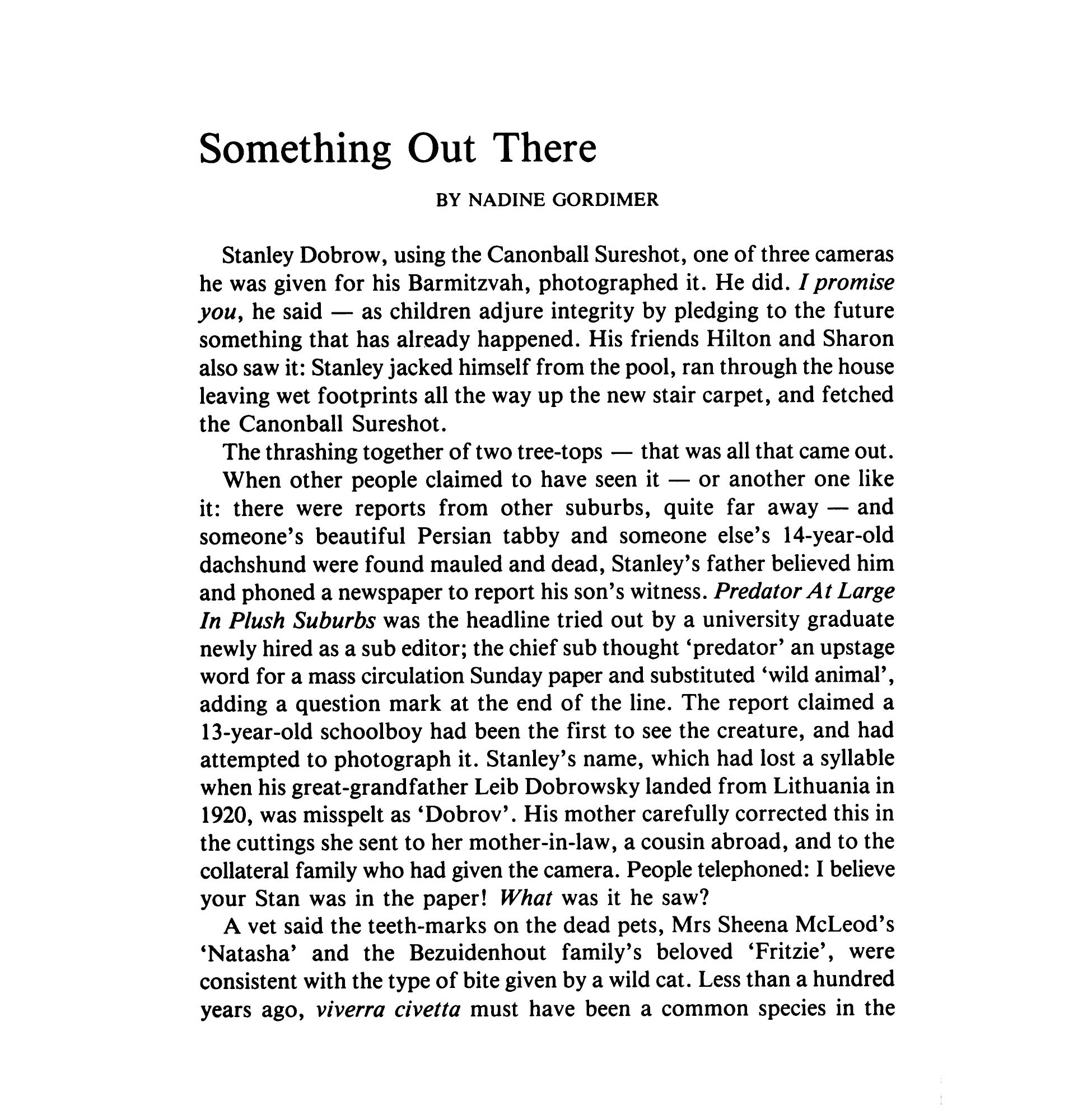 First page of "Something Out There"